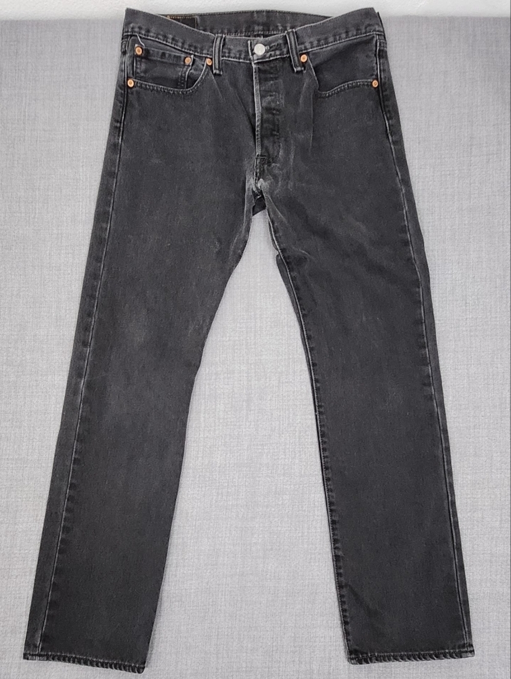 Levi's  501 Button Fly 100% Cotton Black Distressed Denim Jeans 32 ×32